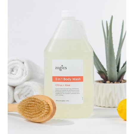 ZOGICS 3 in 1 Body Wash, Hand Soap and Shampoo, Citrus and Aloe, 1 gallon BWCA128-Single